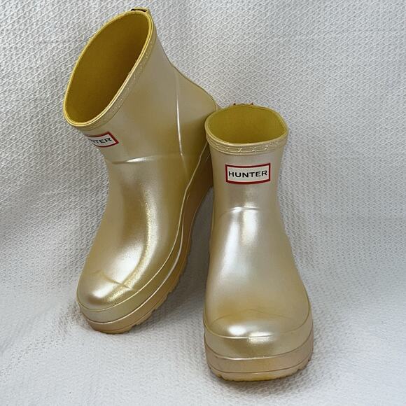 Hunter Shoes - Hunter Original Play Short Nebula Rain Boots Women’s US 8 UK 6 Gold Metallic